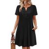 image:imageWIHOLL Summer Dresses for Women Casual Tshirt Boho Dress Wedding Guest Dresses Short Sleeve Fashion Beach Vacation Clothes0black