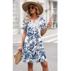 image:imageWIHOLL Summer Dresses for Women Casual Tshirt Boho Dress Wedding Guest Dresses Short Sleeve Fashion Beach Vacation Clothes1blue Ethnic Floral