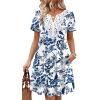 image:imageWIHOLL Summer Dresses for Women Casual Tshirt Boho Dress Wedding Guest Dresses Short Sleeve Fashion Beach Vacation Clothes1blue Ethnic Floral