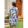 image:imageWIHOLL Summer Dresses for Women Casual Tshirt Boho Dress Wedding Guest Dresses Short Sleeve Fashion Beach Vacation Clothes1blue Ethnic Floral