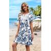 image:imageWIHOLL Summer Dresses for Women Casual Tshirt Boho Dress Wedding Guest Dresses Short Sleeve Fashion Beach Vacation Clothes1blue Ethnic Floral