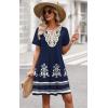 image:imageWIHOLL Summer Dresses for Women Casual Tshirt Boho Dress Wedding Guest Dresses Short Sleeve Fashion Beach Vacation Clothes1navy Ethnic Floral