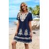 image:imageWIHOLL Summer Dresses for Women Casual Tshirt Boho Dress Wedding Guest Dresses Short Sleeve Fashion Beach Vacation Clothes1navy Ethnic Floral
