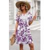 image:imageWIHOLL Summer Dresses for Women Casual Tshirt Boho Dress Wedding Guest Dresses Short Sleeve Fashion Beach Vacation Clothes1purple Ethnic Floral