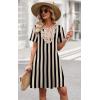 image:imageWIHOLL Summer Dresses for Women Casual Tshirt Boho Dress Wedding Guest Dresses Short Sleeve Fashion Beach Vacation Clothes2vertical Striped