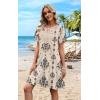 image:imageWIHOLL Summer Dresses for Women Casual Tshirt Boho Dress Wedding Guest Dresses Short Sleeve Fashion Beach Vacation ClothesBeige Ethnic Floral
