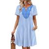 image:imageWIHOLL Summer Dresses for Women Casual Tshirt Boho Dress Wedding Guest Dresses Short Sleeve Fashion Beach Vacation ClothesBlue Stripes
