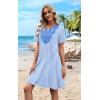 image:imageWIHOLL Summer Dresses for Women Casual Tshirt Boho Dress Wedding Guest Dresses Short Sleeve Fashion Beach Vacation ClothesBlue Stripes