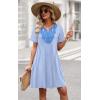 image:imageWIHOLL Summer Dresses for Women Casual Tshirt Boho Dress Wedding Guest Dresses Short Sleeve Fashion Beach Vacation ClothesBlue Stripes