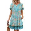 image:imageWIHOLL Summer Dresses for Women Casual Tshirt Boho Dress Wedding Guest Dresses Short Sleeve Fashion Beach Vacation ClothesBlue Vintage Floral
