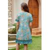 image:imageWIHOLL Summer Dresses for Women Casual Tshirt Boho Dress Wedding Guest Dresses Short Sleeve Fashion Beach Vacation ClothesBlue Vintage Floral