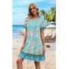 image:imageWIHOLL Summer Dresses for Women Casual Tshirt Boho Dress Wedding Guest Dresses Short Sleeve Fashion Beach Vacation ClothesBlue Vintage Floral