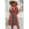 image:imageWIHOLL Summer Dresses for Women Casual Tshirt Boho Dress Wedding Guest Dresses Short Sleeve Fashion Beach Vacation ClothesColorful Ethnic Floral