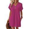 image:imageWIHOLL Summer Dresses for Women with Sleeves Midi Dress Button Down Beach Vacation Casual Dresses Fashion ClothingHot Pink