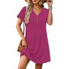 image:imageWIHOLL Summer Dresses for Women with Sleeves Midi Dress Button Down Beach Vacation Casual Dresses Fashion ClothingHot Pink
