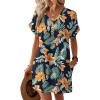 image:imageWIHOLL Summer Dresses for Women with Sleeves Midi Dress Button Down Beach Vacation Casual Dresses Fashion ClothingOrange Floral