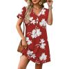 image:imageWIHOLL Summer Dresses for Women with Sleeves Midi Dress Button Down Beach Vacation Casual Dresses Fashion ClothingRed Floral
