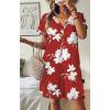 image:imageWIHOLL Summer Dresses for Women with Sleeves Midi Dress Button Down Beach Vacation Casual Dresses Fashion ClothingRed Floral