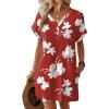 image:imageWIHOLL Summer Dresses for Women with Sleeves Midi Dress Button Down Beach Vacation Casual Dresses Fashion ClothingRed Floral