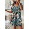 image:imageWIHOLL Summer Dresses for Women with Sleeves Midi Dress Button Down Beach Vacation Casual Dresses Fashion ClothingTropical Leaves