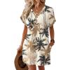 image:imageWIHOLL Summer Dresses for Women with Sleeves Midi Dress Button Down Beach Vacation Casual Dresses Fashion ClothingTropical Palms