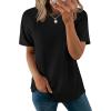 image:imageWIHOLL Summer Tops for Women 2026 Trendy Short Sleeve Shirts Crew Neck Tops Curved Hem Fashion ClothingBlack