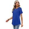 image:imageWIHOLL Summer Tops for Women 2026 Trendy Short Sleeve Shirts Crew Neck Tops Curved Hem Fashion ClothingBlue
