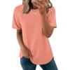 image:imageWIHOLL Summer Tops for Women 2026 Trendy Short Sleeve Shirts Crew Neck Tops Curved Hem Fashion ClothingCoral