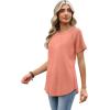 image:imageWIHOLL Summer Tops for Women 2026 Trendy Short Sleeve Shirts Crew Neck Tops Curved Hem Fashion ClothingCoral