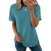image:imageWIHOLL Summer Tops for Women 2026 Trendy Short Sleeve Shirts Crew Neck Tops Curved Hem Fashion ClothingGreen
