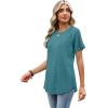 image:imageWIHOLL Summer Tops for Women 2026 Trendy Short Sleeve Shirts Crew Neck Tops Curved Hem Fashion ClothingGreen