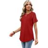 image:imageWIHOLL Summer Tops for Women 2026 Trendy Short Sleeve Shirts Crew Neck Tops Curved Hem Fashion ClothingRed