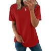 image:imageWIHOLL Summer Tops for Women 2026 Trendy Short Sleeve Shirts Crew Neck Tops Curved Hem Fashion ClothingRed