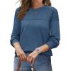 image:imageWIHOLL Sweaters for Women Crewneck Crochet Tops Long Sleeve 2025 Fall Winter Outfits Fashion ClothingBlue