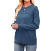 image:imageWIHOLL Sweaters for Women Crewneck Crochet Tops Long Sleeve 2025 Fall Winter Outfits Fashion ClothingBlue