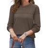 image:imageWIHOLL Sweaters for Women Crewneck Crochet Tops Long Sleeve 2025 Fall Winter Outfits Fashion ClothingCoffee