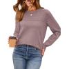image:imageWIHOLL Sweaters for Women Crewneck Crochet Tops Long Sleeve 2025 Fall Winter Outfits Fashion ClothingLight Brown