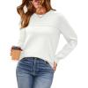 image:imageWIHOLL Sweaters for Women Crewneck Crochet Tops Long Sleeve 2025 Fall Winter Outfits Fashion ClothingWhite