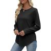image:imageWIHOLL Sweatshirt for Women Crewneck Long Sleeve Shirts Curved Hem Lightweight Sweaters Fall Clothes 2025Black