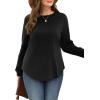 image:imageWIHOLL Sweatshirt for Women Crewneck Long Sleeve Shirts Curved Hem Lightweight Sweaters Fall Clothes 2025Black