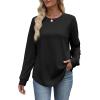 image:imageWIHOLL Sweatshirt for Women Crewneck Long Sleeve Shirts Curved Hem Lightweight Sweaters Fall Clothes 2025Black