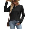image:imageWIHOLL Sweatshirt for Women Crewneck Long Sleeve Shirts Curved Hem Lightweight Sweaters Fall Clothes 2025Black