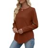 image:imageWIHOLL Sweatshirt for Women Crewneck Long Sleeve Shirts Curved Hem Lightweight Sweaters Fall Clothes 2025Caramel