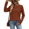 image:imageWIHOLL Sweatshirt for Women Crewneck Long Sleeve Shirts Curved Hem Lightweight Sweaters Fall Clothes 2025Caramel