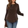 image:imageWIHOLL Sweatshirt for Women Crewneck Long Sleeve Shirts Curved Hem Lightweight Sweaters Fall Clothes 2025Classic Leopard