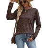 image:imageWIHOLL Sweatshirt for Women Crewneck Long Sleeve Shirts Curved Hem Lightweight Sweaters Fall Clothes 2025Classic Leopard