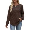 image:imageWIHOLL Sweatshirt for Women Crewneck Long Sleeve Shirts Curved Hem Lightweight Sweaters Fall Clothes 2025Classic Leopard