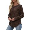 image:imageWIHOLL Sweatshirt for Women Crewneck Long Sleeve Shirts Curved Hem Lightweight Sweaters Fall Clothes 2025Classic Leopard