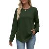 image:imageWIHOLL Sweatshirt for Women Crewneck Long Sleeve Shirts Curved Hem Lightweight Sweaters Fall Clothes 2025Green