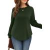 image:imageWIHOLL Sweatshirt for Women Crewneck Long Sleeve Shirts Curved Hem Lightweight Sweaters Fall Clothes 2025Green